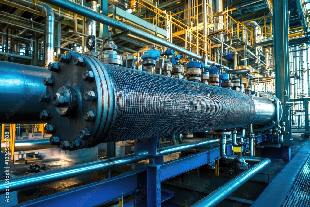 Exchanger Level Refinery Module Ilustrace Large Heat Exchanger in Daylight at an Oil Refinery: A ...