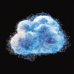Leinwandbilder - Glowing Blue and White Abstract Cloud Digital Network Concept