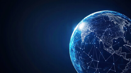 Leinwandbilder - Glowing Blue Digital Earth Abstract Global Network