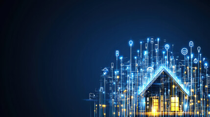 Leinwandbilder - Glowing Smart Home Digital Illustration
