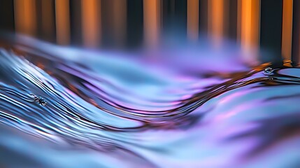 Aufkleber - flowing liquid surface with vibrant blue and purple colors creating dynamic waves and ripples agains