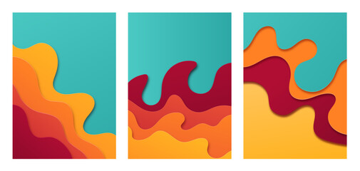 Poster - abstract wavy papercut background