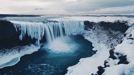 Wall Mural - frozen waterfall in wilderness