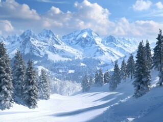Wall Mural - snowy mountain skier