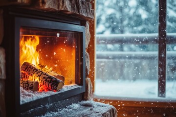 Wall Mural - Winter FirePlace Scene