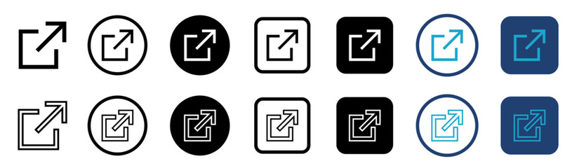 External link icons. Web chain open link to attached website. External link icon vector sign.
