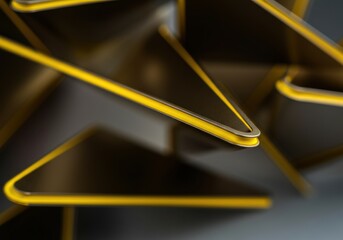 Fototapete - Abstract geometric shapes with a sleek black and yellow design