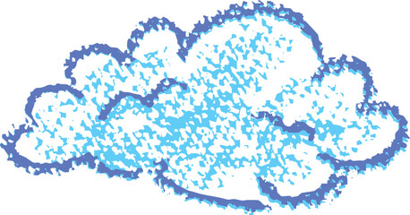 Wall Mural - crayon cloud icon like kid drawing in kindergarten. painted with charcoal or wax pencil sky sign. cl