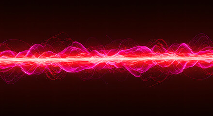 Poster - Creative red energy wave explosion visual effect for modern technology presentation, digital communication, sci-fi banner, creative abstract background