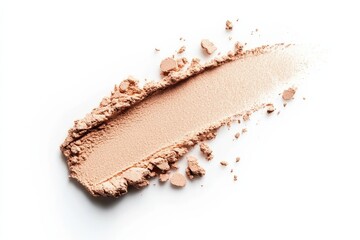 Poster - Soft peach powder spread across a white surface captures the essence of beauty and makeup artistry