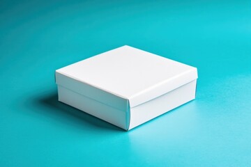 Poster - Simple white box on a turquoise background for packaging and presentation