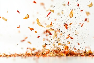 Aufkleber - Vibrant spices scatter in mid-air creating a colorful display on a plain surface