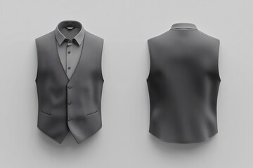 Poster - Elegant gray vest on display against neutral background showcasing contemporary tailoring and design for formal occasions