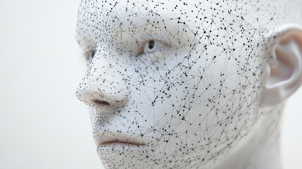 Poster - Neural network, artificial intelligence, social connections, digital database, polygonal mesh 3D illustration