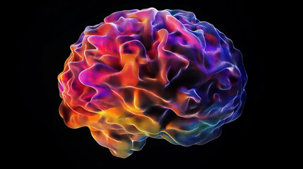 Poster - digital brain and neural networks. artificial intelligence. computer mind 3d illustration