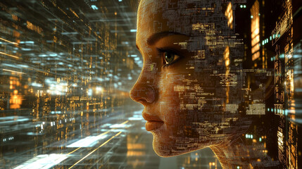 Poster - digital brain and neural networks. artificial intelligence. computer mind 3d illustration