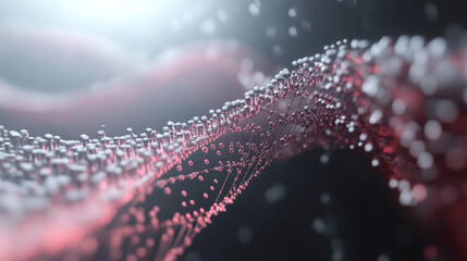 Poster - Coding synthetic DNA helix. Nanotechnology and medical research. Stream of binary code in cyberspace. High tech digital network 3D illustration