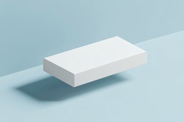 Fototapete - Minimalist white block suspended over a light blue background highlighting modern design aesthetics and simple form