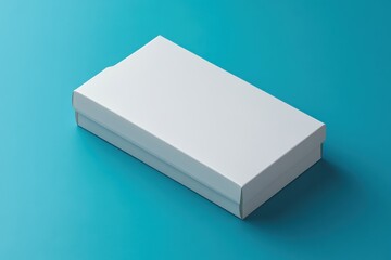 Fototapete - Simple white box on a vibrant teal background showcasing clean design and modern aesthetics