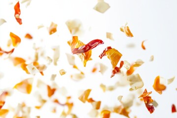 Aufkleber - Dried chili flakes and spices scattered in the air against a white background