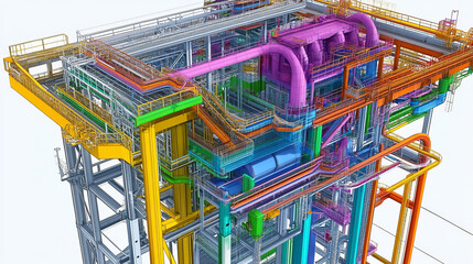 Fototapete - stream digitization, program code field, big data stream, secure data, machine programming. 3d illus