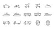 © thegreenpixel - Iconic Transportation: A collection of essential transportation icons, rendered in a clean, modern style, encompassing air, land, and sea travel for diverse mobility concepts.