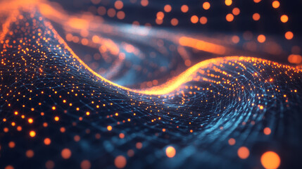 Poster - Data flow, high-speed tunnel, flight in cyberspace 3D illustration, wireless network and future technologies