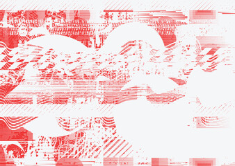 Fototapete - Background with glitch distorted grunge textures . grunge background texture with halftone dots, glitched shapes, textures and lines .Screen print vector background with grunge textured surface.