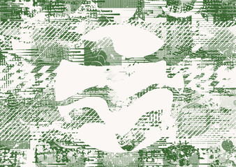 Fototapete - Background with glitch distorted grunge textures . grunge background texture with halftone dots, glitched shapes, textures and lines .Screen print vector background with grunge textured surface.