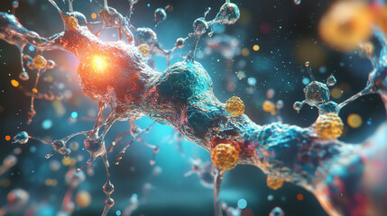 Poster - Science and laboratory research. Medical background with molecules and atoms 3D illustration