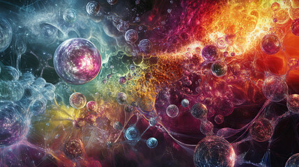 Poster - Science and laboratory research. Medical background with molecules and atoms 3D illustration