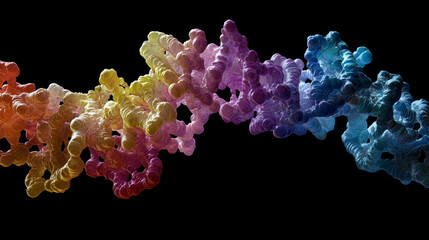 Poster - DNA research molecule. 3D illustration. Analysis of structure human genome