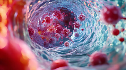 Poster - Molecule 3D illustration. Scientific breakthrough in the field of molecular synthesis. Nanotechnology in medical research of biochemical processes