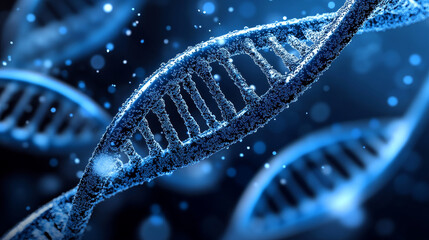 Poster - DNA molecule. Genetic modification. Study of the structure of the human genome. 3D illustration on biotechnology