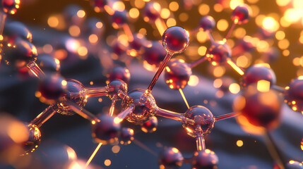 Poster - Molecular lattice, scientific laboratory research, modern chemistry, stable formula, nanotechnological structure. 3d illustration of molecule and molecular bonds