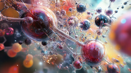 Poster - Molecular lattice, scientific laboratory research, modern chemistry, stable formula, nanotechnological structure. 3d illustration of molecule and molecular bonds
