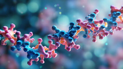 Poster - Molecule 3D illustration. Computer simulation and laboratory experiments. Decoding genome. Virtual modeling of chemical processes. Hi-tech in medicine
