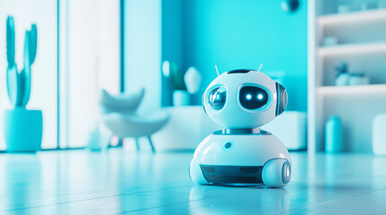 Poster - Artificial intelligence, digital mind, smart home, hi-tech technology, robot android 3D illustration. Innovation in global computerization of modern world