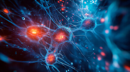 Poster - cyber space of social network technology, data ai analysis, cell of neuron brain, science of biology, illustration background of futuristic, connection of information, robotic binary, machine learning