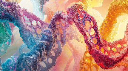 Poster - DNA genome research. DNA molecule structure. 3D double helix illustration. Genetic engineering of the future