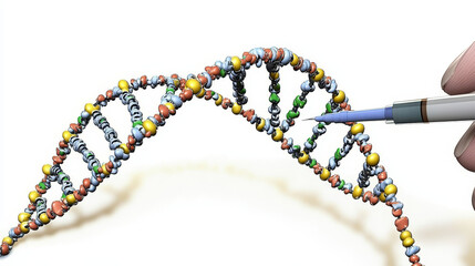 Poster - DNA genome research. DNA molecule structure. 3D double helix illustration. Genetic engineering of the future