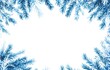 © Velar - Illustration featuring a watercolor snowy forest with Christmas fir trees surrounded by winter nature and conifers serving as a holiday background for a rural landscape and outdoor scene on a white