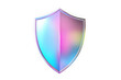 © isolatedgenerativeai - Pink and blue shield holographic iridescent 3d rendering illustration with transparent background