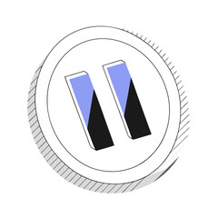 dramatic extraordinary pictogram of a pause button. crisp edges, clean lines, scalable design. vecto