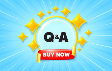 Poster - questions answers sunburst ray banner. buy now flag ribbon. questions and answers icon. answer quest