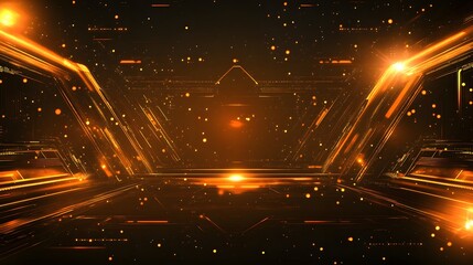 Fototapete - Futuristic dark room illuminated with glowing lights creating a mysterious and engaging abstract technology background