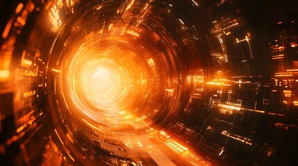 Fototapete - Simple yet striking tunnel leading into the unknown with abstract technology features and a sense of mystery