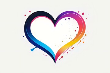 Poster - Colorful gradient heart shape with rainbow spectrum colors and paint splash effect on white background, isolated design element for love concepts.