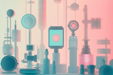 Poster - Innovative technology displays arranged artistically with vibrant lighting effects