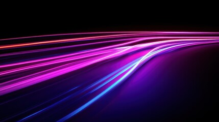 Poster - Abstract neon light trails on a dark background, evoking a sense of speed and energy. The vibrant, dynamic lines create a visually striking and modern aesthetic.